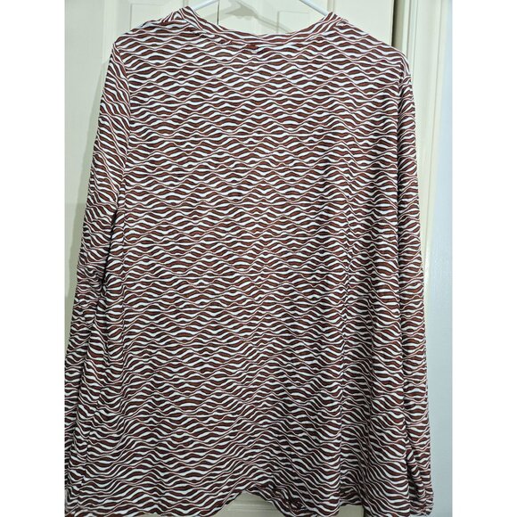 Brown & White Wave Pattern Long-Sleeve Shirt 2X - Picture 2 of 5